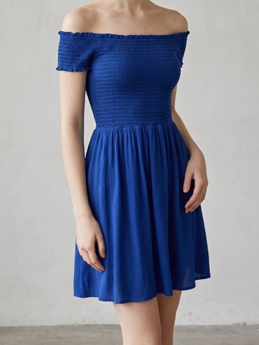 Blue Rain by Francesca's Royal Blue Smocked Off-Shoulder Dress, Women’s Size XS